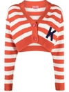 Kenzo Nautical Cotton Knit Cardigan In Red