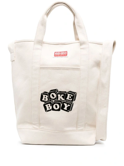 Kenzo Off-white  Paris Boke Boy Tote In 03 Ecru
