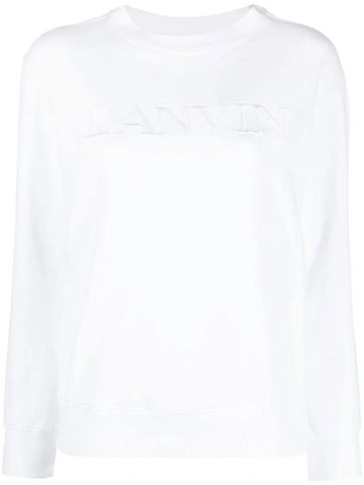 Lanvin Logo刺绣棉质卫衣 In White