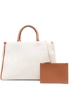 Lanvin Logo-print Leather Tote Bag In White