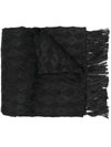 Maison Margiela Embroidered Silk Scarf In Black