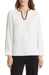 MING WANG SPLIT SLEEVE CRÊPE DE CHINE BLOUSE