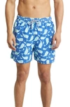 TOM & TEDDY WHALE PRINT SWIM TRUNKS