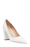 Stuart Weitzman Women's Stuart 85 Pointed Toe Block Heel Pumps In White.