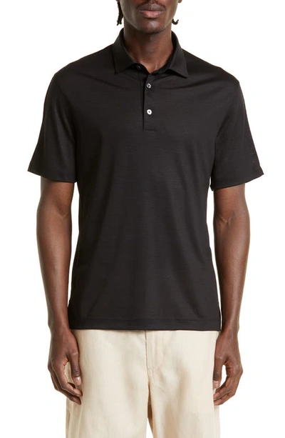 Zegna High Performance Wool Polo Shirt In Blue