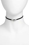 Cz By Kenneth Jay Lane Three Starburst Choker In Clear/silver