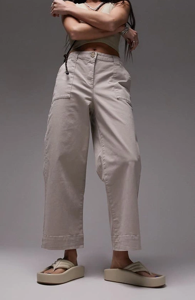 Topshop High Waist Culotte Pants In Stone-neutral