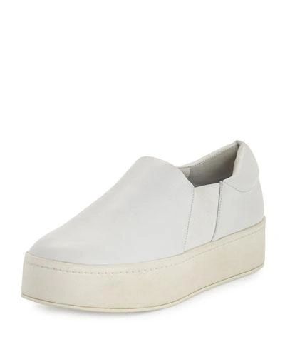 VINCE WARREN LEATHER PLATFORM SKATE SNEAKERS, PLASTER WHITE,PROD153980023