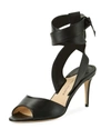 PAUL ANDREW LULEA LEATHER ANKLE-WRAP SANDAL, BLACK,PROD122580107