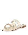 Manolo Blahnik Susa Crisscross Metallic Flat Sandals In Gold