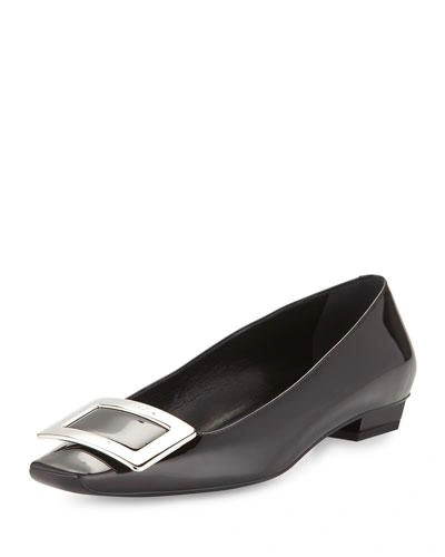 Roger Vivier Black Leather Ballet Flats