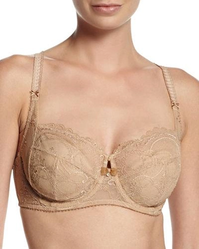 Wacoal Chrystalle Full-figure Floral Lace Underwire Bra In Toasted Beige