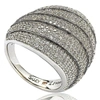 Suzy Levian Sterling Silver Cubic Zirconia Multi-level Curved Dome Ring In White