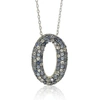 Suzy Levian Sapphire And Diamond Accent In Sterling Silver Petite Oval Pendant In Blue