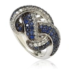 Suzy Levian Sapphire And Diamond In Sterling Silver And 18k Gold Love Knot Ring In Blue