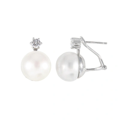 Splendid Pearls Silver 12-12.5mm Freshwater Pearl Earrings