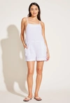 Vitamin A Ophelia Overall In White Crinkle Linen