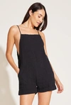 Vitamin A Ophelia Overall In Black Crinkle Linen