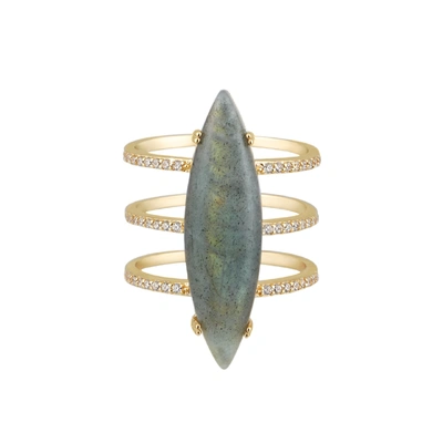 Adornia Fine Adornia Labradorite Marquis Ring 14k Gold Vermeil In Green