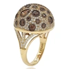 SUZY LEVIAN GOLDEN STERLING SILVER BROWN CUBIC ZIRCONIA RING