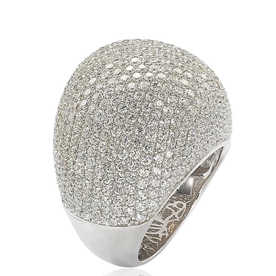 Suzy Levian Sterling Silver Cubic Zirconia Oversized Pave Ring In White