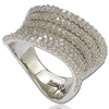 Suzy Levian Cubic Zirconia Sterling Silver Pave Wavy Crossing Ring In White