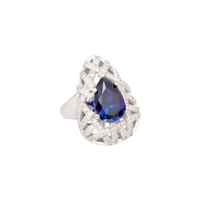 Suzy Levian Sterling Silver Cubic Zirconia Ring In Blue