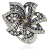 SUZY LEVIAN SAPPHIRE AND DIAMOND IN STERLING SILVER FLOWER RING