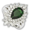 Suzy Levian Sterling Silver And 18k Gold Simulated Emerald Ring In Green