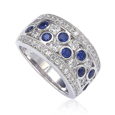 SUZY LEVIAN SAPPHIRE AND DIAMOND IN STERLING SILVER AND 18K GOLD RING