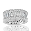Suzy Levian Sterling Silver Cubic Zirconia White Baguette And Round Wide Eternity Band