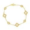 Suzy Levian Golden Sterling Silver White Cubic Zirconia Clover And Circles Bracelet In Pink