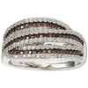 Suzy Levian Sterling Silver White And Brown Cubic Zirconia Intertwined Ring