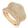 Suzy Levian Rose Sterling Silver Cubic Zirconia Pave Curved Wide Ring In Yellow