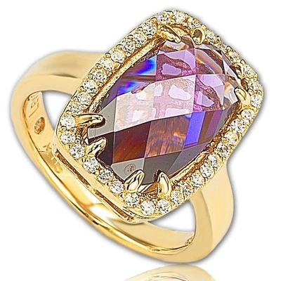 Suzy Levian Gold Plated Sterling Silver Purple Cubic Zirconia Ring