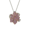 Suzy Levian Pink Sapphire And Diamond Accent In Sterling Silver Petite Flower Pendant In Pink