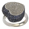 Suzy Levian Sterling Silver Sapphire And Diamond Accent Micro Pave Heart Ring In Blue