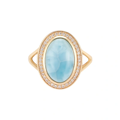 Adornia Fine Adornia Larimar Halo Ring 14k Gold Vermeil In Blue