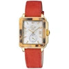 Gv2 Bari Tortoise Women's Watch White Mother Of Pearl Dial Red Suede Strap