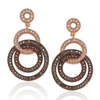Suzy Levian Rose Plated Sterling Silver Brown Cubic Zirconia Circle Drop Dangle Earrings