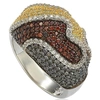 Suzy Levian Sterling Silver Cubic Zirconia Multi-color Wavy Ring