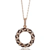 Suzy Levian Rosed Sterling Silver Brown Cubic Zirconia Interlocked Circle Pendant