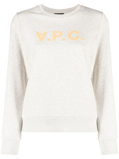 Apc Logo-print Long-sleeve Sweatshirt In Beige