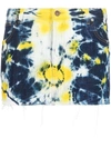 Alanui Moonrise Frayed Tie-dyed Denim Mini Skirt In Blue