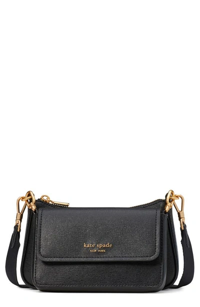 Kate Spade Morgan Double Up Saffiano Leather Crossbody Bag In Black