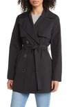 Via Spiga Double Breasted Belted Trench Coat In Black