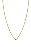 Zoë Chicco 14k Yellow Gold Emerald Solitaire Chain Choker Necklace, 14-16 In 14k Yellow Gold