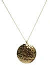 Argento Vivo Hammered Circle Pendant Necklace In Gold