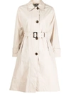 Barbour Somerland Belted Cotton-blend Trench Coat In White