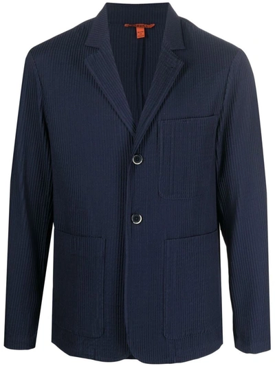 Barena Venezia Refada Pintucked Wool-blend Suit Jacket In Blue